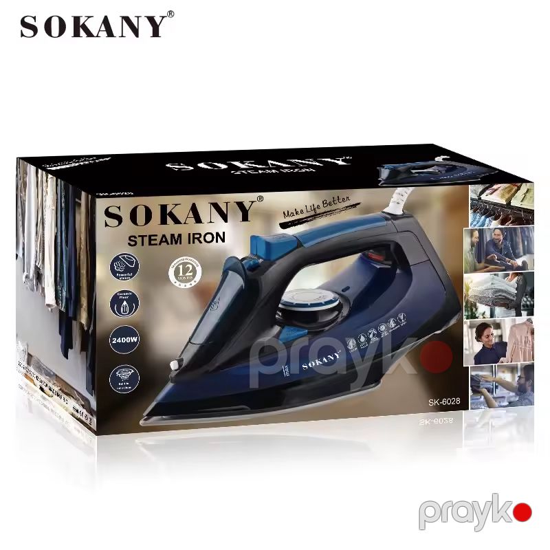 Sokany SK-6028 Elektrikli Buxarlı Ütü Keramika Altlıqlı Buxarlı Ütü 2400W — Ev texnikası, Bakı (6)