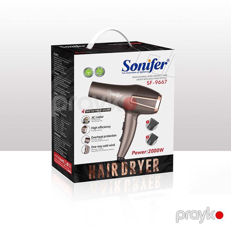 Sonifer SF-9667 Güclü Saç Qurutma Feni 2600W Hava Feni Elektrikli Quruducu Fen — Fən, Bakı (5)
