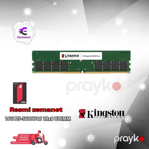 Kingston 16GB DDR5 5600MHz udımm KVR56U46BS8-16 — Bakı
