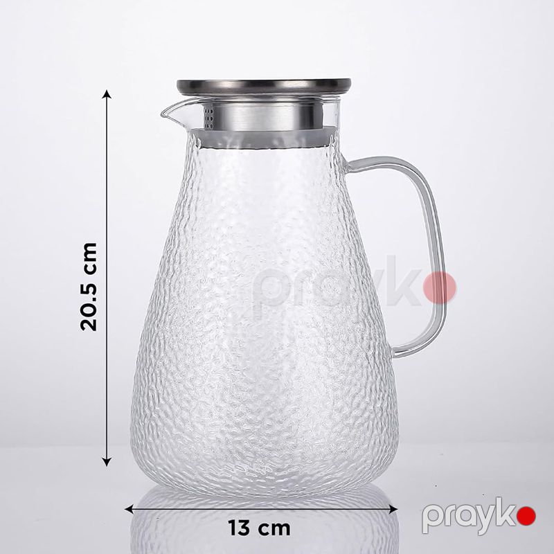 Borosilikat Metal Qapaqlı Su Qabı İsti və Soyuq İçkilər üçün Dəbli Qrafin Şəffaf Şüşə Su qabı — Çaynikler və qəhvə qabları, Bakı (5)