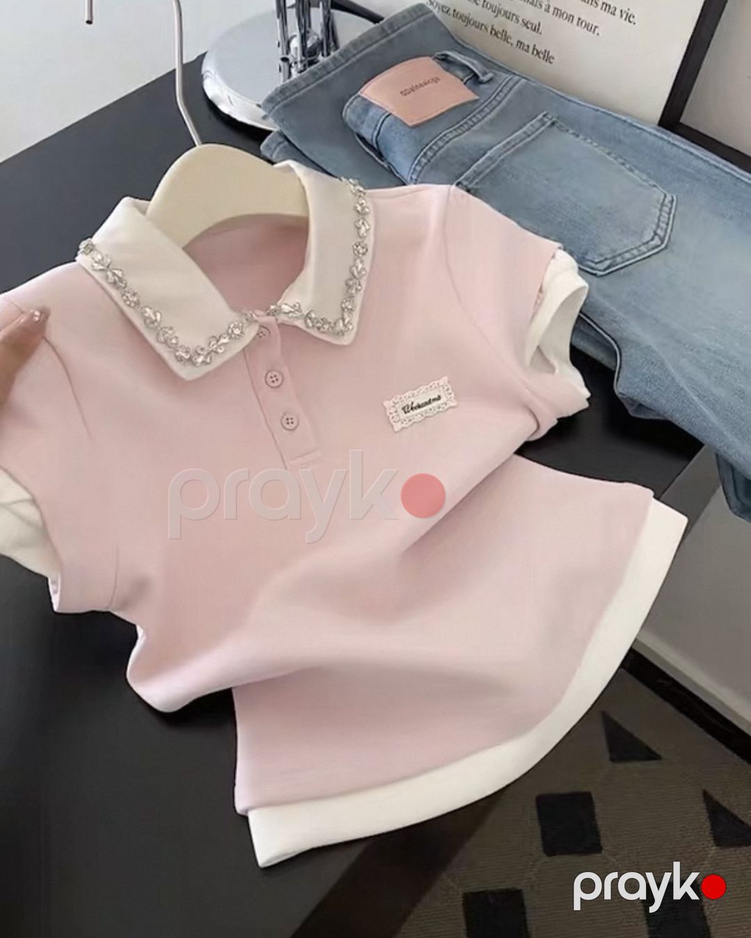 Qadınlar üçün qısaqol köynək 5890, çəhrayı, pambıq, ölçü One size — Mallar, Bakı (3)