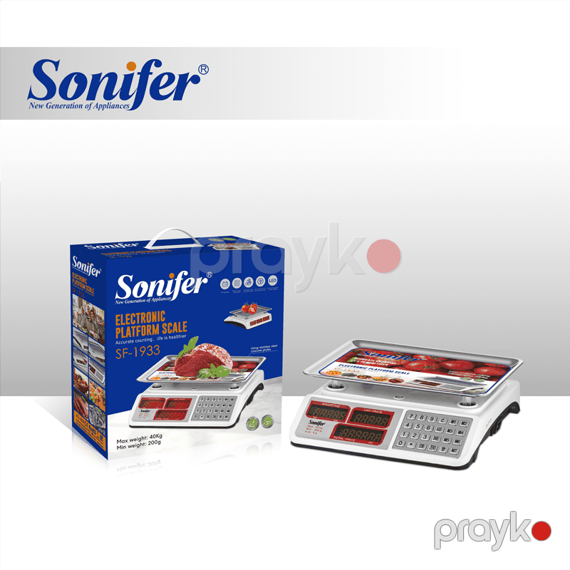 Sonifer SF-1933 - Rəqəmsal Mətbəx Tərəzisi, Maksimum 40 kq, Paslanmayan Polad, Düz Qab, Elektron Platforma Tərəzisi — Tərəzi, Bakı (3)