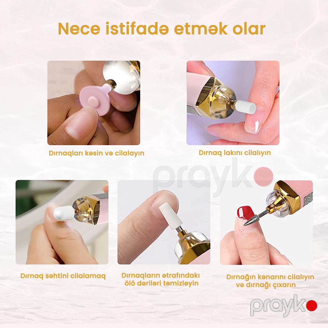 Saint Hyro Portativ Elektrikli Dırnaq Fırçası Dəsti, Manikür Pedikür Cilalama Alətləri ilə Akril Gel Dırnaqları üçün Elektrikli Dırnaq Fayl Buferi, Toz Fırçalı Manikür Pedikür Aləti — Gözəllik və səhiyyə, Bakı (5)
