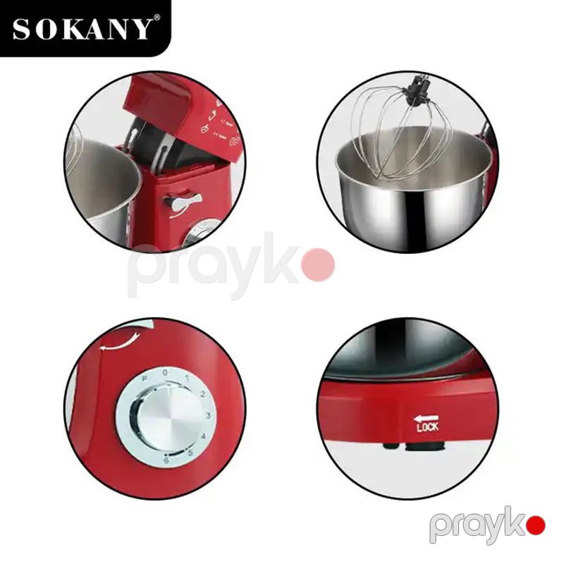 Sokany 268 Xəmir Yoğurma Maşını Elektrikli 1100W Gücə Malik Mikser — Blenderlər, xırdalayanlar və mikserlər, Bakı (3)