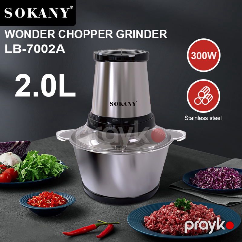 Sokany SK-7002A Elektrik doğrayıcı 700 Vt 4 Yüksək Keyfiyyətli Paslanmayan Polad bıçaqlı Doğrayıcı 2L — Blenderlər, xırdalayanlar və mikserlər, Bakı (4)