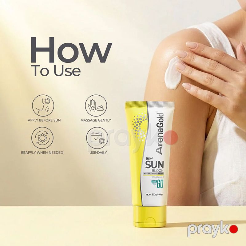 Arena Gold Sun Block SPF 60 Günəşdən Qoruyucu Spf Krem 100 q — Gözəllik və səhiyyə, Bakı (3)