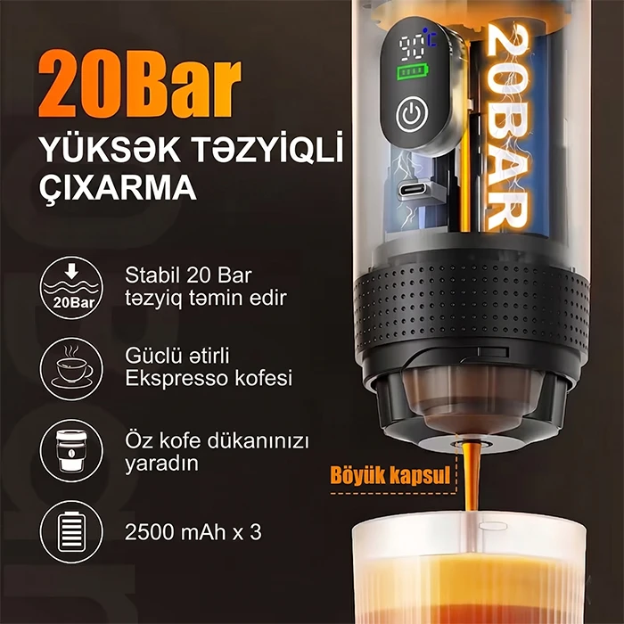 Portativ Zordin 3-ü 1-də Kofe Maşını: Hər yerdə mükəmməl Espresso və Lunqo — Mallar, Bakı (6)