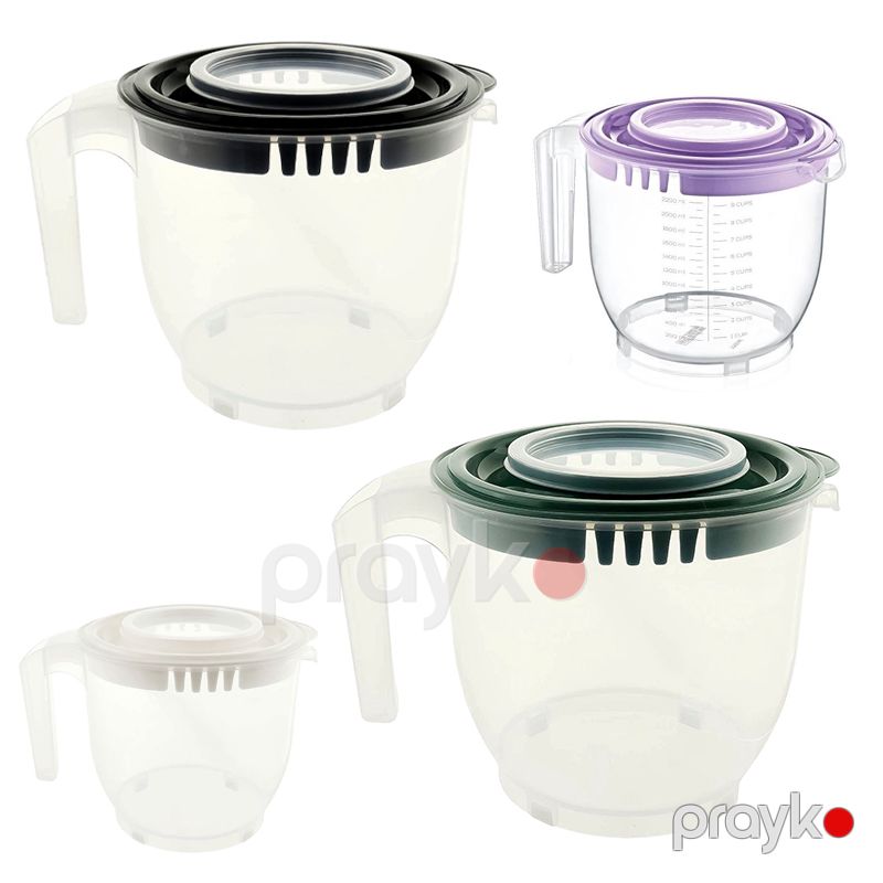 Mikser Qabı 2,2 l Qapaqlı 2200 ML Xəmir Qarışdırma Çırpma Qabı Şeffaf Qarışdırmaq Üçün Plastik Qab Ölçəm Qabı Mikser Qabı — Qablar və mətbəx əşyaları, Bakı (7)