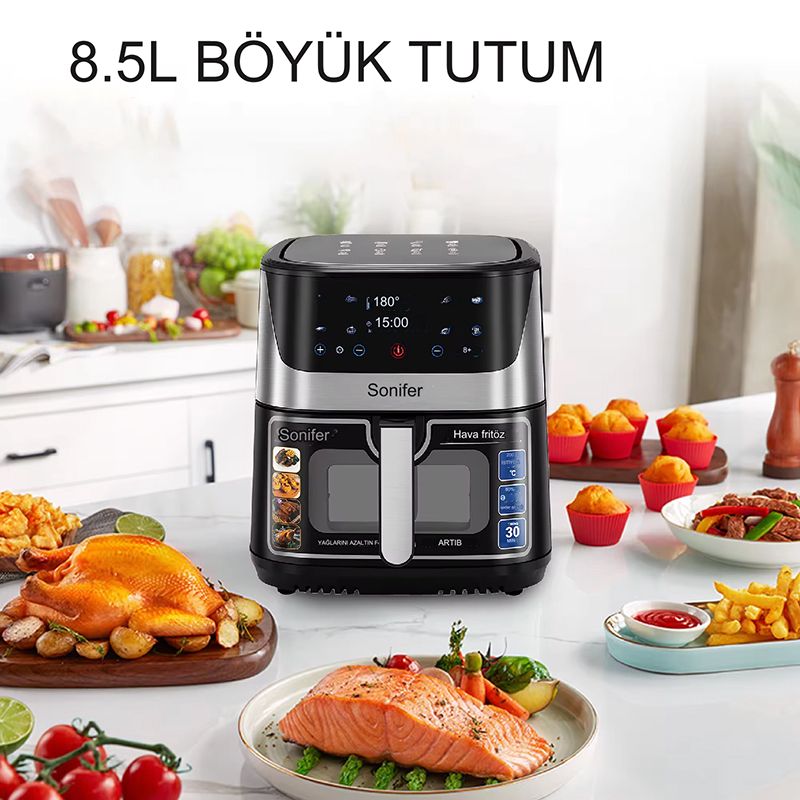 Sonifer SF-1034 RAF Çoxfunksiyalı Sensorlu Ekranlı Elektrikli Qızardıcı Airfryer 1700W Gücündə Böyük Tutumlu 8L — Digər mətbəx texnikası, Bakı (3)