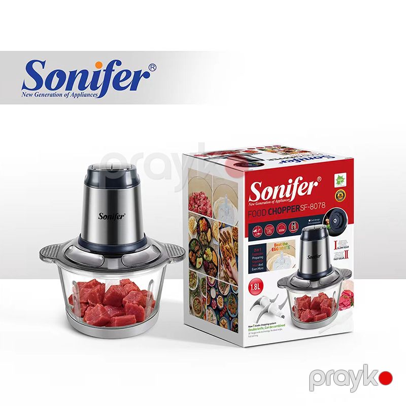 Sonifer SF-8078 Doğrayıcı 300W 2 Sürətli Mühərrik 1.8L Qab Çoxfunksiyalı Ət Tərəvəzli Yemək Doğrayıcı Elektrikli — Ev texnikası, Bakı (6)