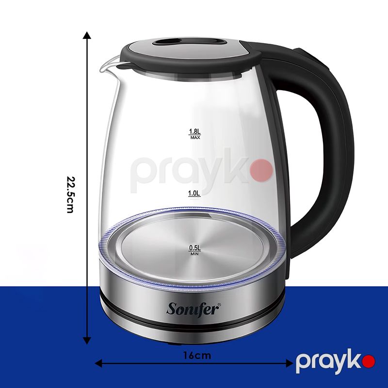 Sonifer SF-2116 Elektrikli Çaydan 1500w LED mavi işıqlı elektrikli 1.8 L şüşə elektrik çaydanı — Elektrik çaydanları və termoslar, Bakı (6)