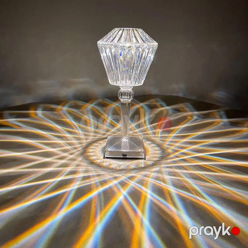 Kristal Stol Lampası 3 Yönlü Dəyilə Bilən İşıqlı Brilyant Seriyası Crystal Lampa Şəffaf LED Otaq Lampası — Mallar, Bakı (5)
