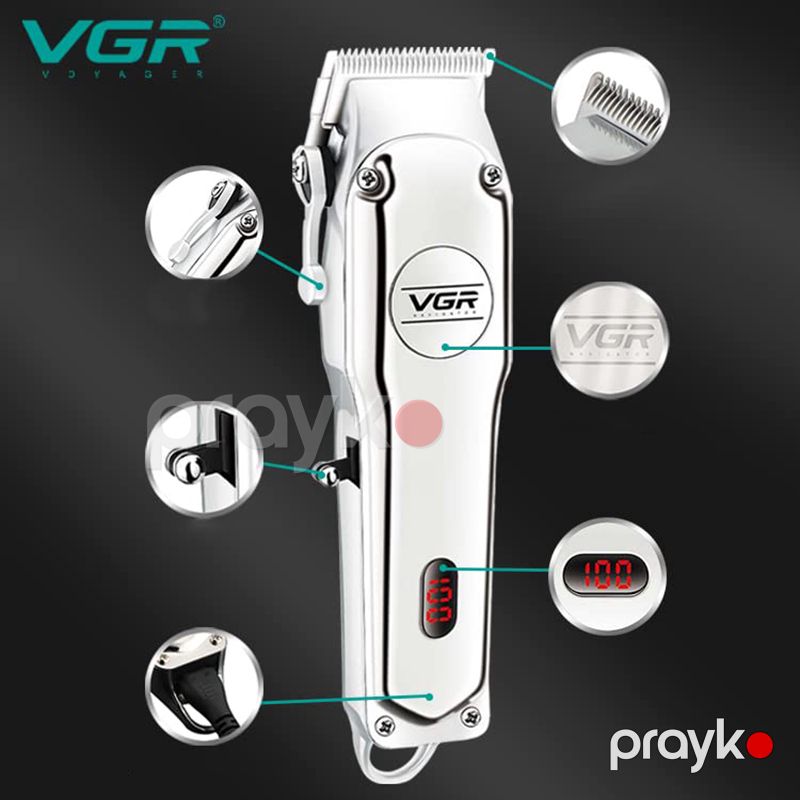 VGR LED Salon Series Professional Saqqal Saç Kəsmə Makası Peşəkar İstifadə Üçün Uygun Orjinal Qablaşdırılma Təraş Maşını — Usturalar, trimmerler və epilyatorlar, Bakı (4)
