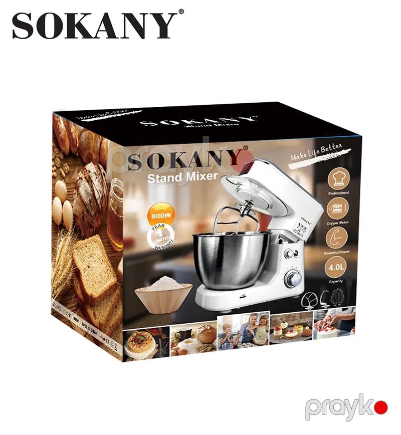 Sokany SC-209 Elektrikli Xəmir Yoğurma Maşını 800W Gücə Məxsus 6 Pilləli Mətbəx Üçün Protativ Xamır Yoğurma Maşını 4L — Blenderlər, xırdalayanlar və mikserlər, Bakı (8)