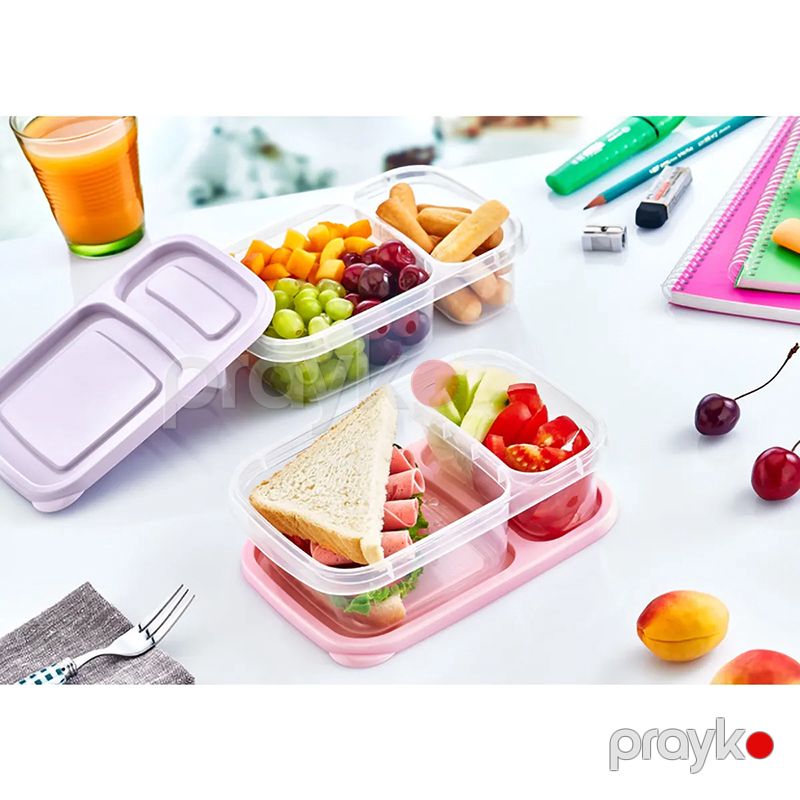 2 Bölməli Düzbucaqlı Saxlama Qabı Smart 800 ml Qida Saxlama Qabı Daşması Asan Meyvə Sendviç Saxlama Qabı — Qablar və mətbəx əşyaları, Bakı (6)