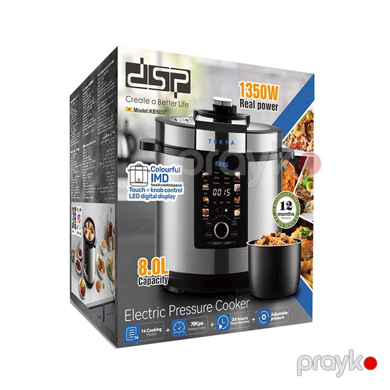14 bişirmə rejimi ilə 8L Elektrikli Təzyiqli Düyü Bişirici 135W DSP KB5037 Çoxfunksiyalı Elektrikli LED Display Bişirici 70Kpa — Ev texnikası, Bakı (5)