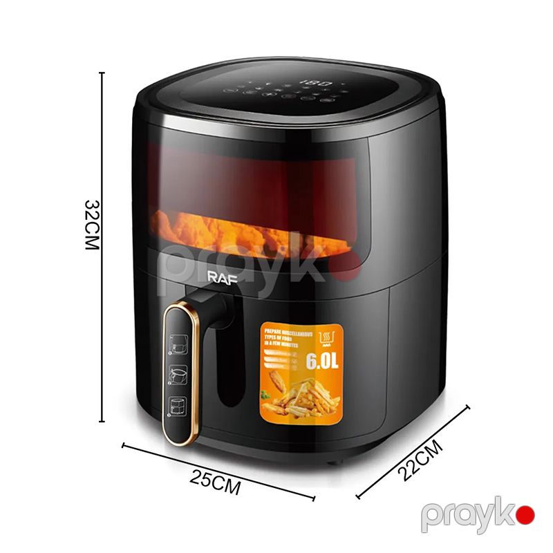 Çoxfunksiyalı RAF Peşəkar Hava Fritözü 6L Böyük Tutuma Malik Tənzimlənməsi Asan LED Displey 1500W Termostat Nəzarəti — Digər mətbəx texnikası, Bakı (6)