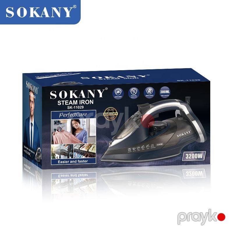 Sokany SK-11029 - Ütü, 3200W Güc, 300 ml Su Çənli, Buxar Tənzimləməli və Şaquli Buxar Funksiyalı Keramika Ütü — Ev texnikası, Bakı (6)