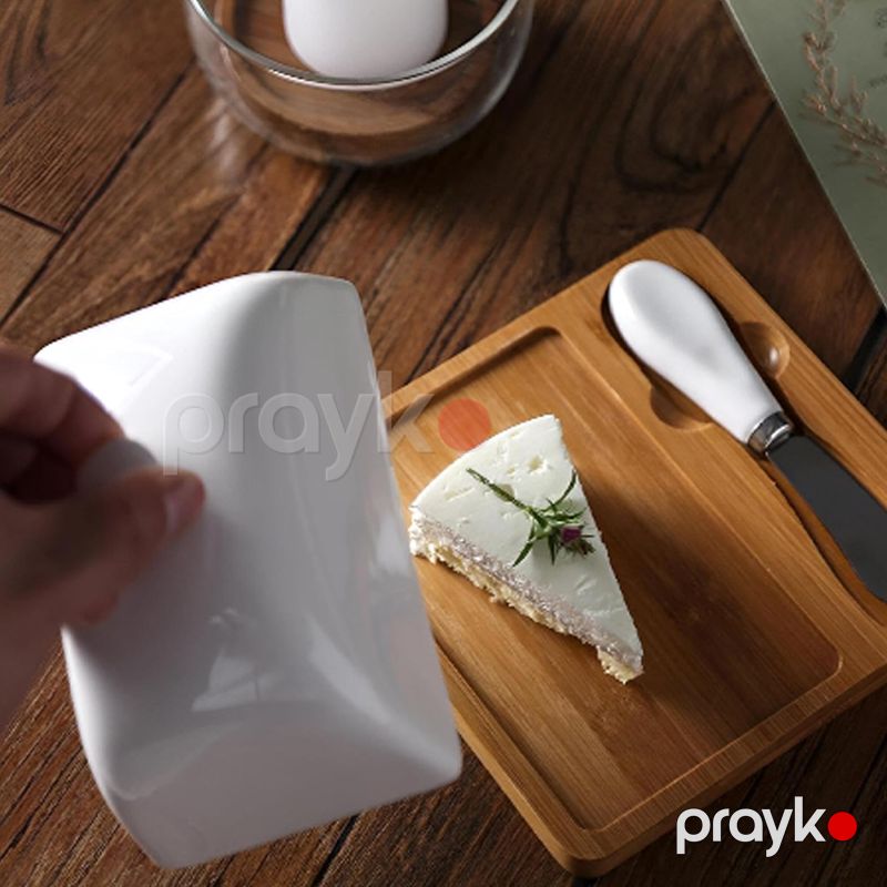 Keramik Yağ Qabı Bambuk Qabı və Bıçaq Ev Yeməkləri üçün Mükəmməldir — Qablar və mətbəx əşyaları, Bakı (2)
