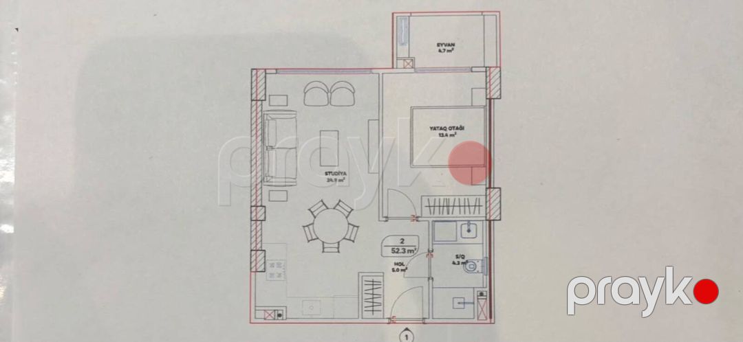 Satılır 2 otaqlı yeni tikili 52.3 m² — Mənzil, Bakı (2)