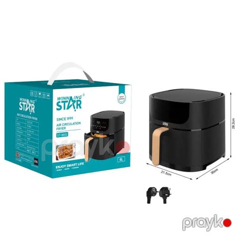 Star ST-9652 Air Fryer Sensor Ekranlı Hava Fritözü 6L Elektrikli Yağsız Soba Rəqəmsal Hava Fritözü — Bakı