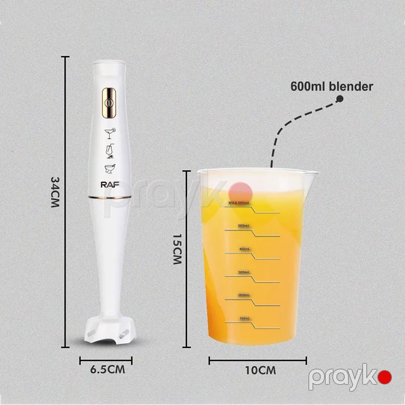 Yüksək Keyfiyyətli RAF Elektrikli Əl Blenderi 800W Buz Qırma Özəlliyi 600ml Plastik Qablı Peşəkar Mini Əl Blenderi 220V — Blenderlər, xırdalayanlar və mikserlər, Bakı (8)