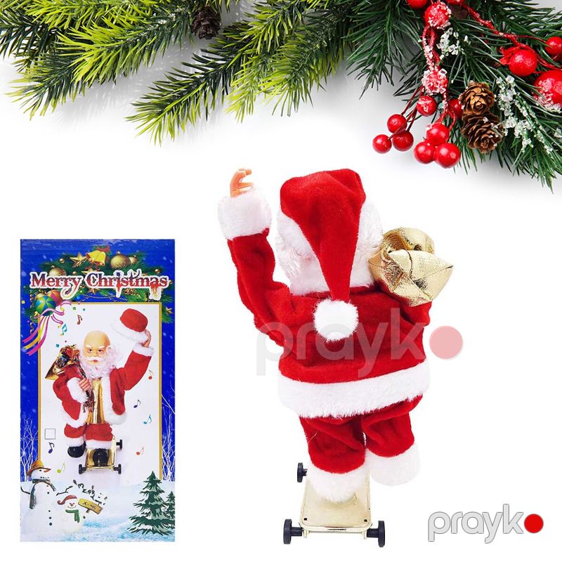 Şaxta Baba Skeyt BB 238-16 Milad Ağacı Oyuncaqları Oyuncaq Şaxta Baba Heykəli Musiqili Skeyt Sürən Santa claus — Mallar, Bakı (3)