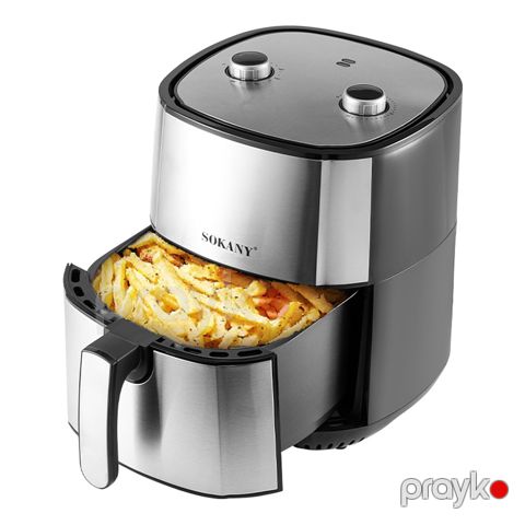 Enerjiye Qənaət Edən Sokany Elektrikli Gümüş Hava Fritözü İstiyə Davamlı Air Fryer 6L Tutuna Malik Ağıllı Hava Fritözü — Bakı