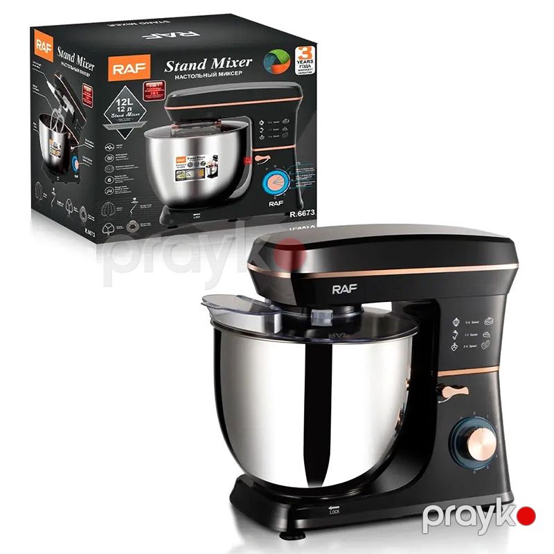 RAF Standlı Mikser Qara 1800 W 12 Litr R.6673 Mikser Xəmir Yoğuran Mikser 1800v Stend Qarışdırıcı Mikser — Blenderlər, xırdalayanlar və mikserlər, Bakı (4)