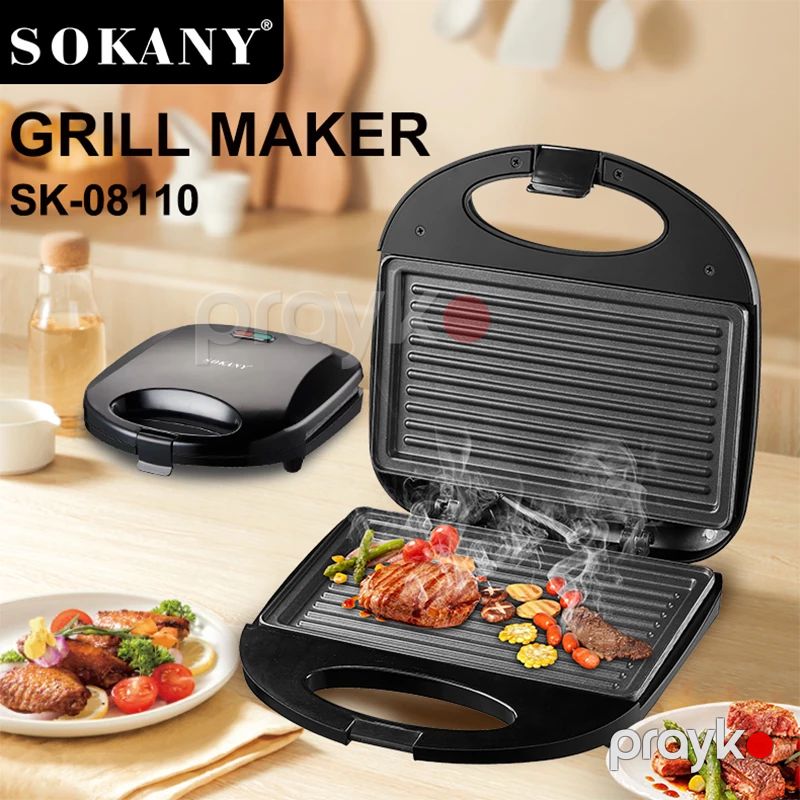 Sokany SK-08110 - Elektrik Qril, Yapışmayan Örtük və İstiliyə Davamlı Plastik, 800W Güc — Toster və vaflyasıcı, Bakı (5)