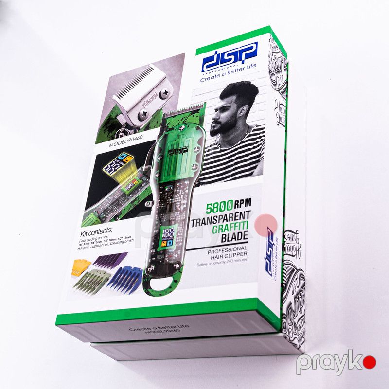 Yüksək Performanslı DSP Saç Təraş Maşını Kişilər Üçün Professional LED Salon Trimmeri Yaşıl Rəngli Şəffaf Trimmer — Usturalar, trimmerler və epilyatorlar, Bakı (6)