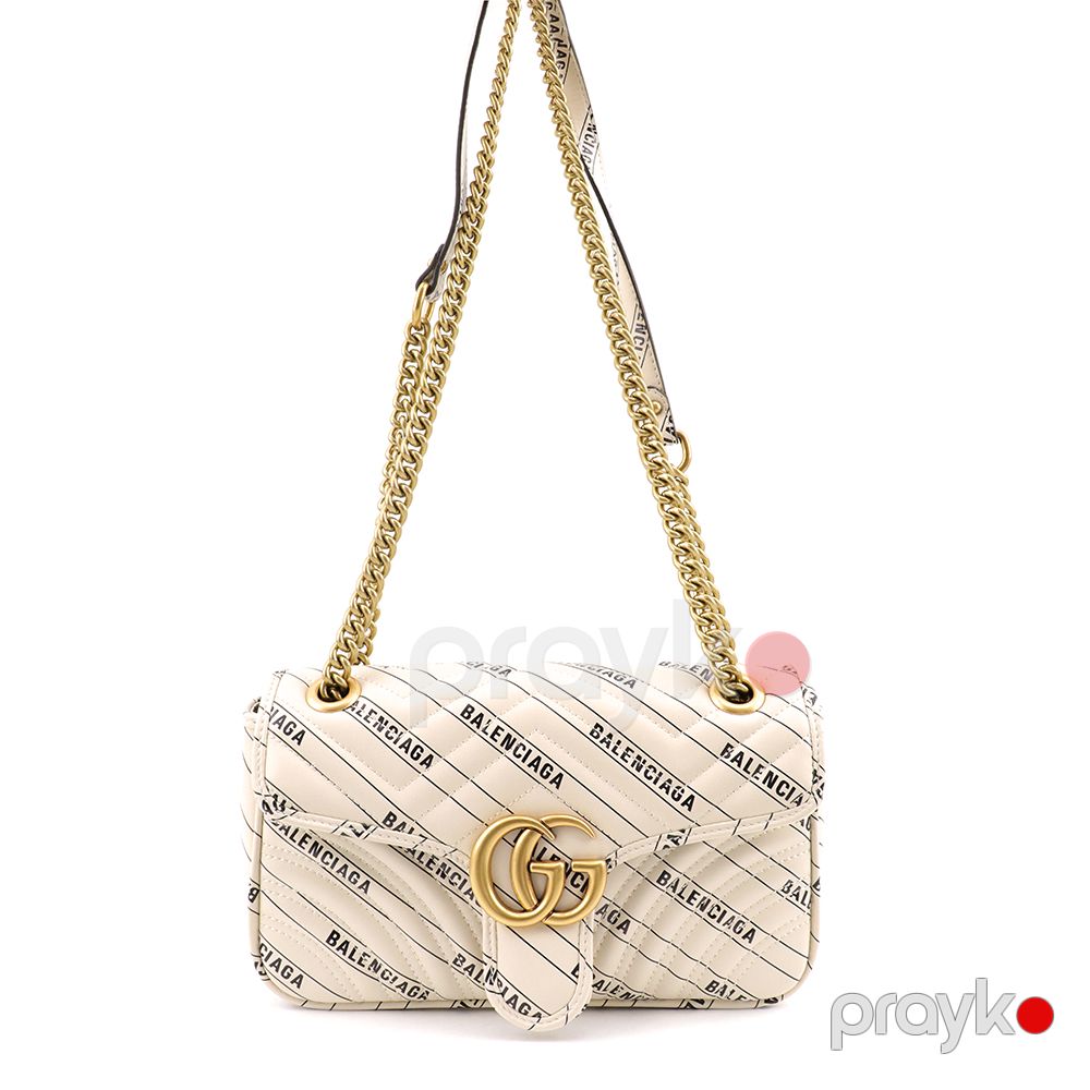 Qadın Çantası Gucci x Balenciaga The Hacker Project Kiçik GG Marmont Çantası Ağ — Çantalar, çamadanlar, cüzdanlar, Bakı (6)