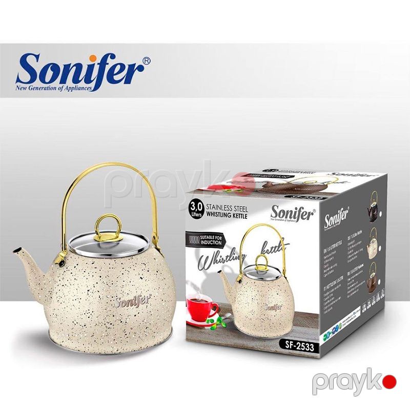 Sonifer Çaydan SF-2533 Paslanmayan Polad 3 l Bej Qızılı Rengli Simsiz Polad Çaydan Zərif Su İsidici Polad Çaydan — Çaynikler və qəhvə qabları, Bakı (3)