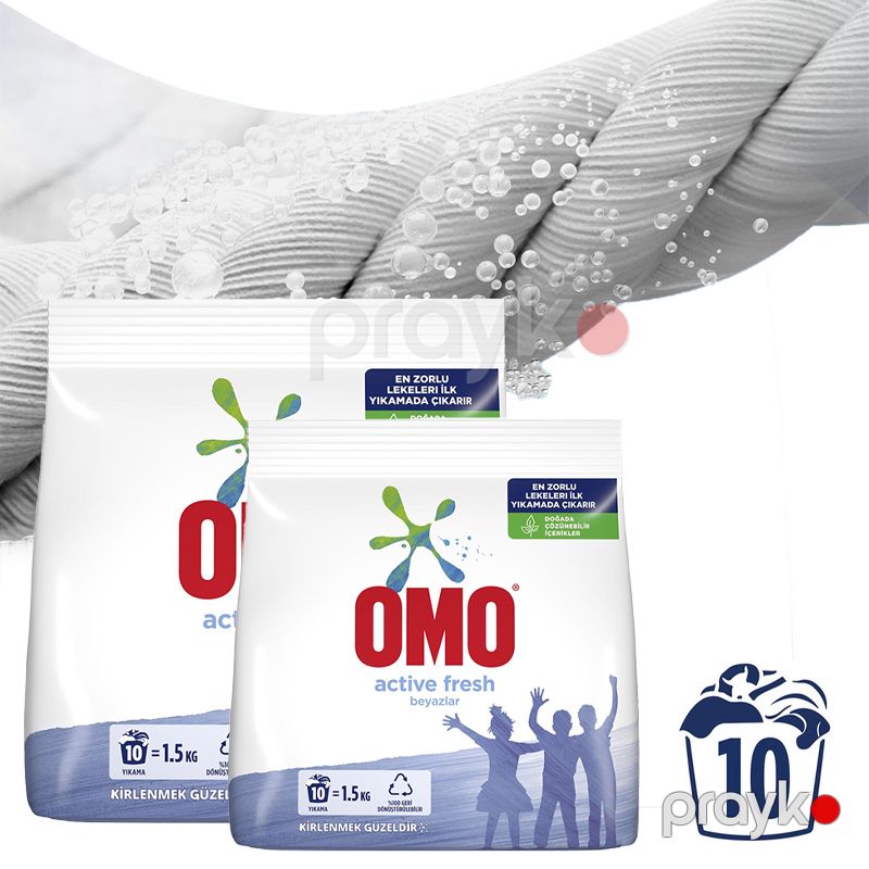 Omo Active Fresh Toz Çamaşır Deterjanı 1.5k 10 Yıkama 1500 G Active Fresh Beyazlar Toz Deterjan — Mallar, Bakı (4)