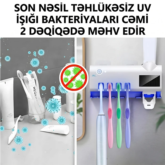 Dozatorlu Ağıllı UV Diş Fırçası Sterilizatoru və Tutacağı — Mallar, Bakı (7)