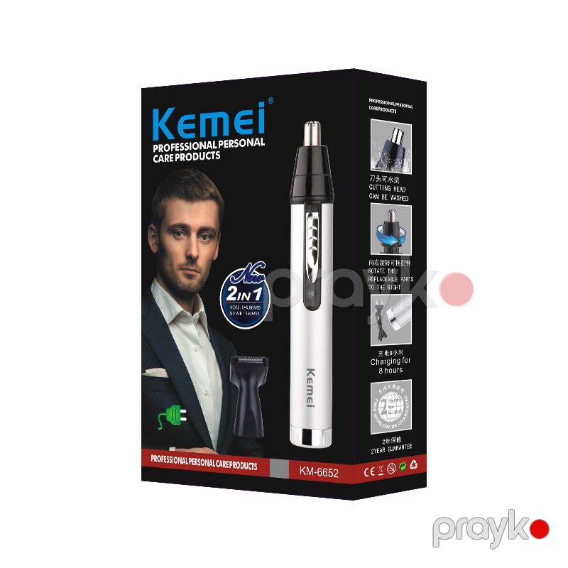 Kemei KM-6652 - 2si 1-də Professional Elektrikli Doldurulan Burun və Qulaq Tükləri Üçün Üz Qırxan — Usturalar, trimmerler və epilyatorlar, Bakı (6)