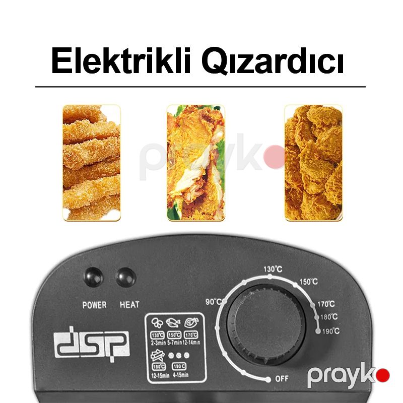DSP Elektrikli Kartof Qızartma Maşını 2000W Gücündə Yapışmaz Mətbəx Qızardıcısı Polad Tənzimlənən Termostat Nəzarəti — Soba və qrillər, Bakı (4)