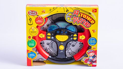 İnteraktiv oyuncaq Play Smart "Я тоже рулю 30х26 sm, işıqlı, musiqili, qara/qırmızı, 3+ — Bakı
