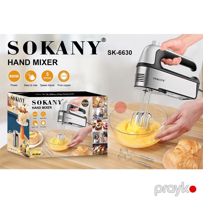 Sokany SK-6630 - Əl Mikseri 5 Sürətli 800 Vt Güc Əla Çırpıcı Mikser — Blenderlər, xırdalayanlar və mikserlər, Bakı (6)