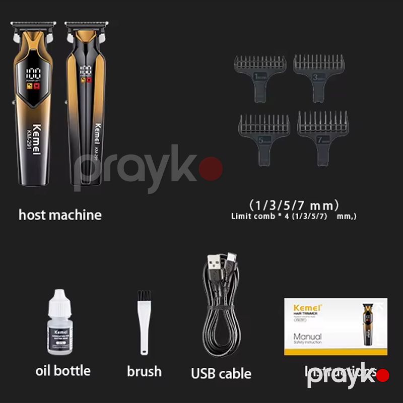 Kemei Km-291 - Trimmer Saç Kəsicisi 5w 7000RPM 1200mAh Li-batareyalı Saç Saqqal Baxım Maşını — Usturalar, trimmerler və epilyatorlar, Bakı (4)