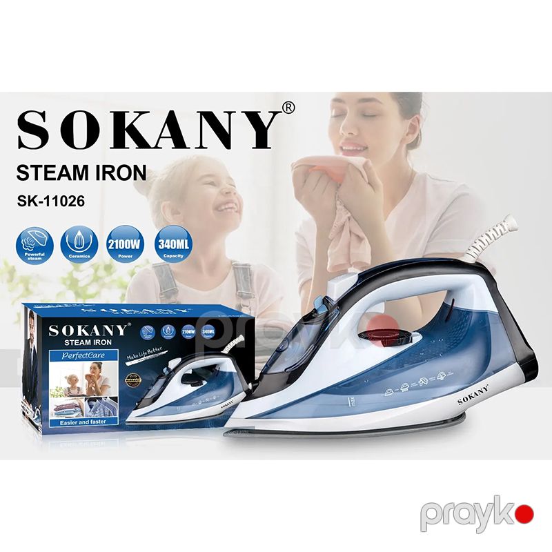 Sokany SK-11026 Elektrikli Buxarlı Ütü Keramika Altlıqlı Buxarlı Ütü 2100 W — Ev texnikası, Bakı (2)