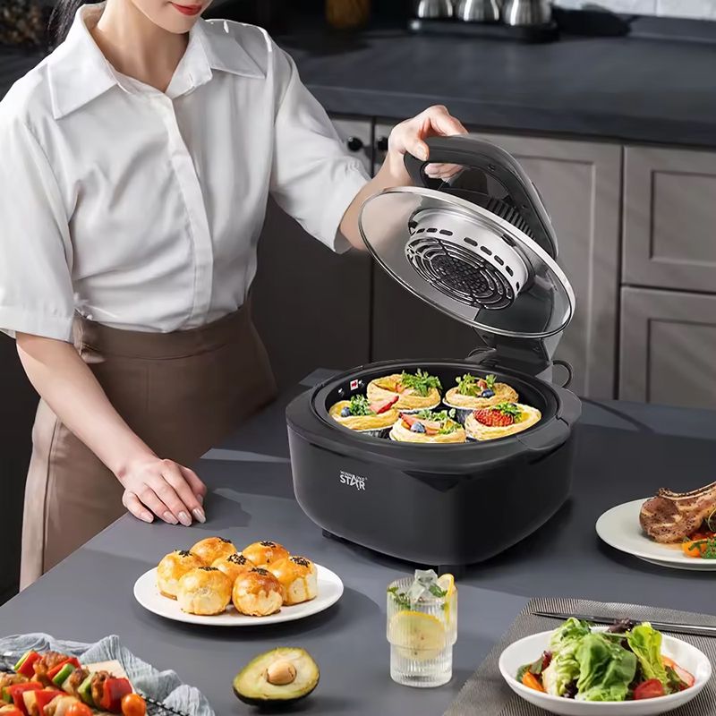 Star ST-9687 Vizual Hava Fritözü 4.5L Sürətli Dövriyyəli Qida Qızardıcı Air Frey 1500W 80-200 — Digər mətbəx texnikası, Bakı (2)