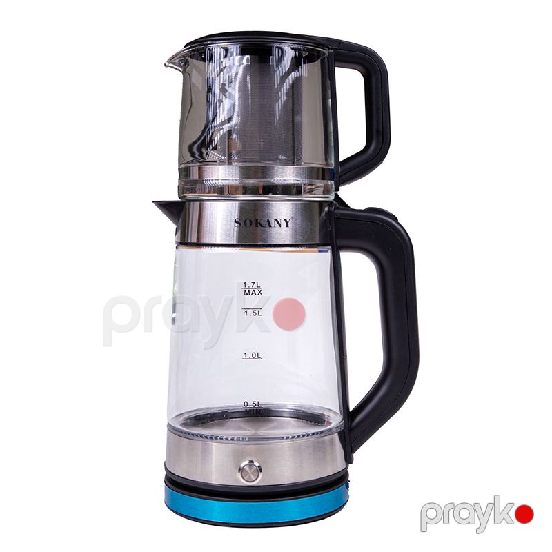 Çay Dəmləyən Sokany SK-SH-1093 TT Çaydan Dəsti Böyük Tutumlu Elektrikli Şüşə Çaydan Dəsti Dəmləyii Şüşə Çaydan — Elektrik çaydanları və termoslar, Bakı (4)