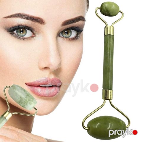 Üz Masajı Üçün Roller Çift Taraflı Yeşim Taşı Roller Cilt Yüz Masaj Aleti Jade Roller — Bakı