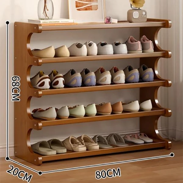Ayaqqabılar üçün təbii ağac rəfi, 5 mərtəbəli, 80 sm x 20 sm x 68 sm — Mallar, Bakı (2)
