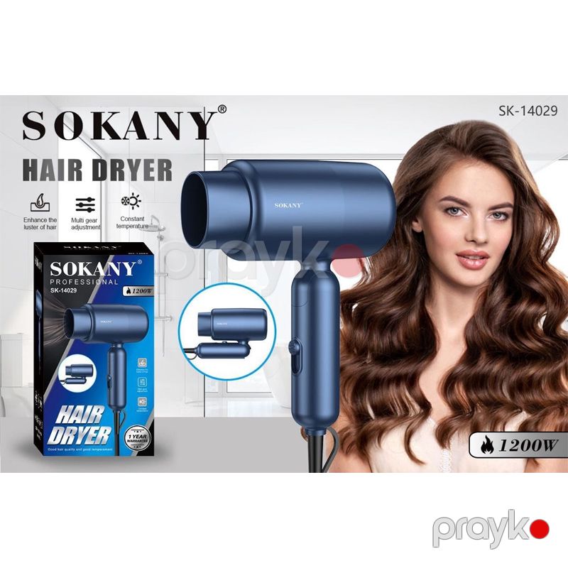 Sokany SK-14029 - Hava Feni 1200W Güc Portativ Saç Qurutma Maşını 2 Sürətli İon Texnologiyalı Saç Qurutma Maşını Qatlana bilən Hava Feni — Fən, Bakı (2)