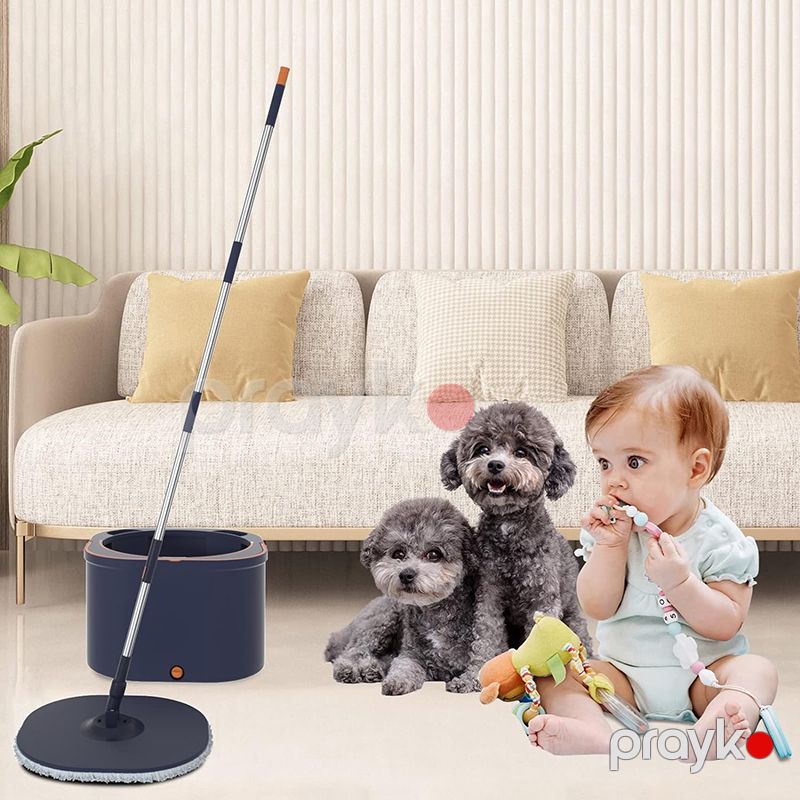 360 Fırlanan Mikro Fiber Yuvarlaq Başlıqlı Mop Seti 3 Ədəd Avtomatik Sıxmalı Döşəmə Təmizləyici — Mallar, Bakı (2)