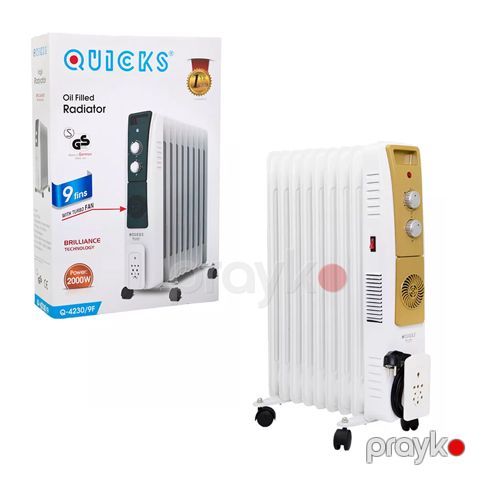 Quıcks Q-4230 Yağ Radiatoru 7-li Elektrikli Yağ Qızdırıcısı F 9-luRadiator Quicks 2000W Gücündə Ventilyatorlu Otaq Qızdrııcı — Bakı