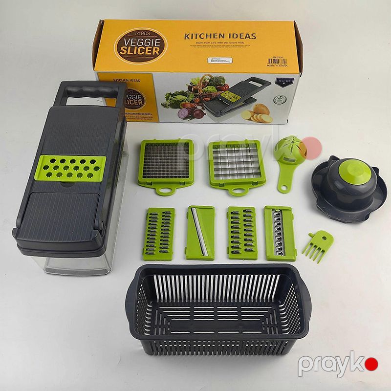 Veggie Slicer Tərəvəz Doğrayıcı 14 Parça Ərzaq və Tərəvəz Kəsicisi, Soğan, Kartof və Meyvələr üçün Dicer JD-2291 — Ev texnikası, Bakı (6)