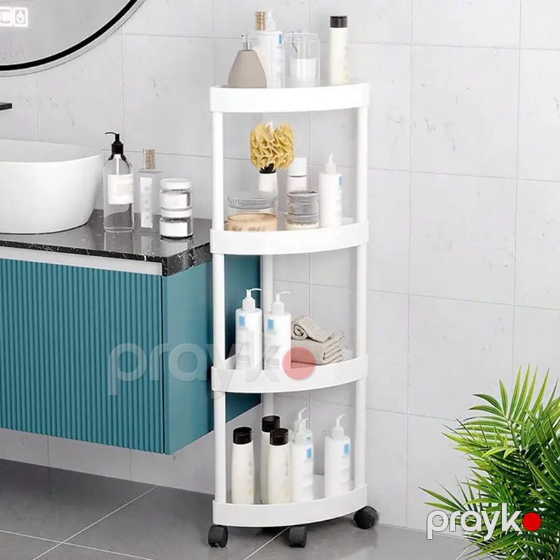 4 Qatlı Künc Vanna Otağı Rəfi 85x28x22sm Ağ Təkərli Hamam Künç Rəfi Dayanıqlı Kompakt Künc Rəfi — Mallar, Bakı (2)